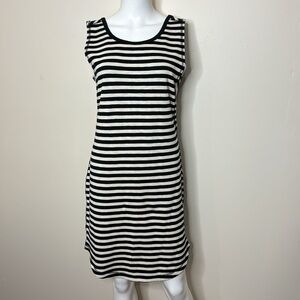 Athleta black striped dress M